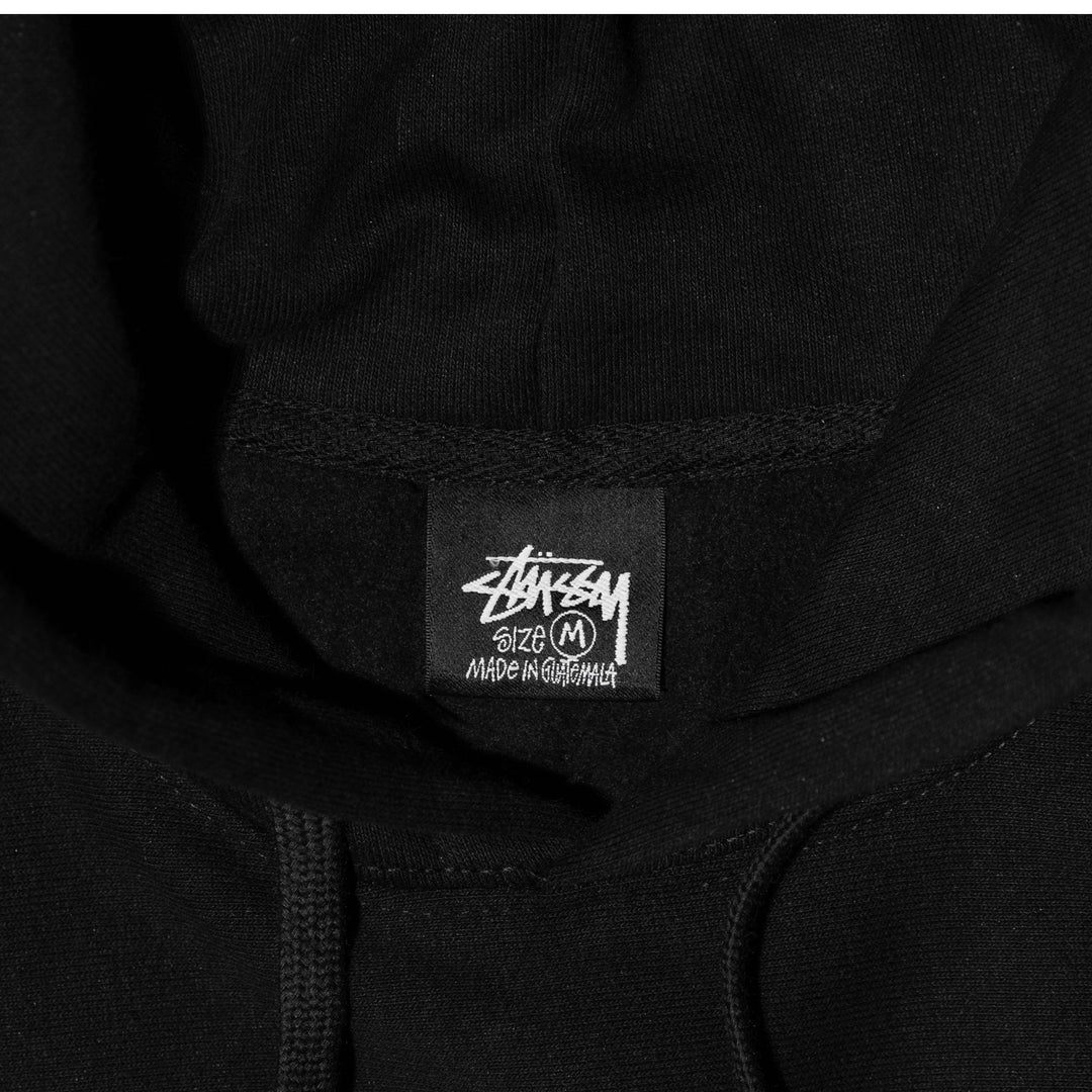 STÜSSY STOCK LOGO good APPLIQUE HOODIE BLACK SIZE MEDIUM